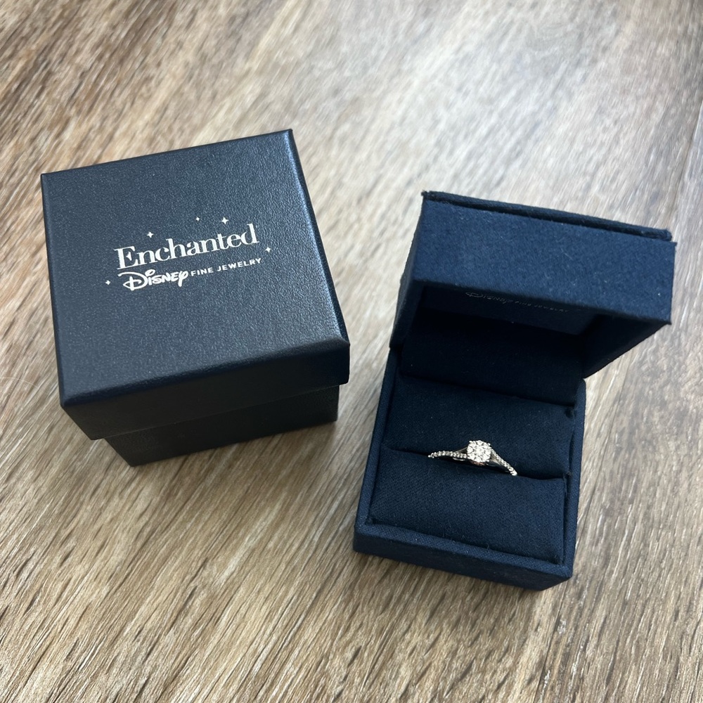 Enchanted Disney Fine Jewelry 10K White Gold & Rose Gold 1/5 Belle Promise Ring